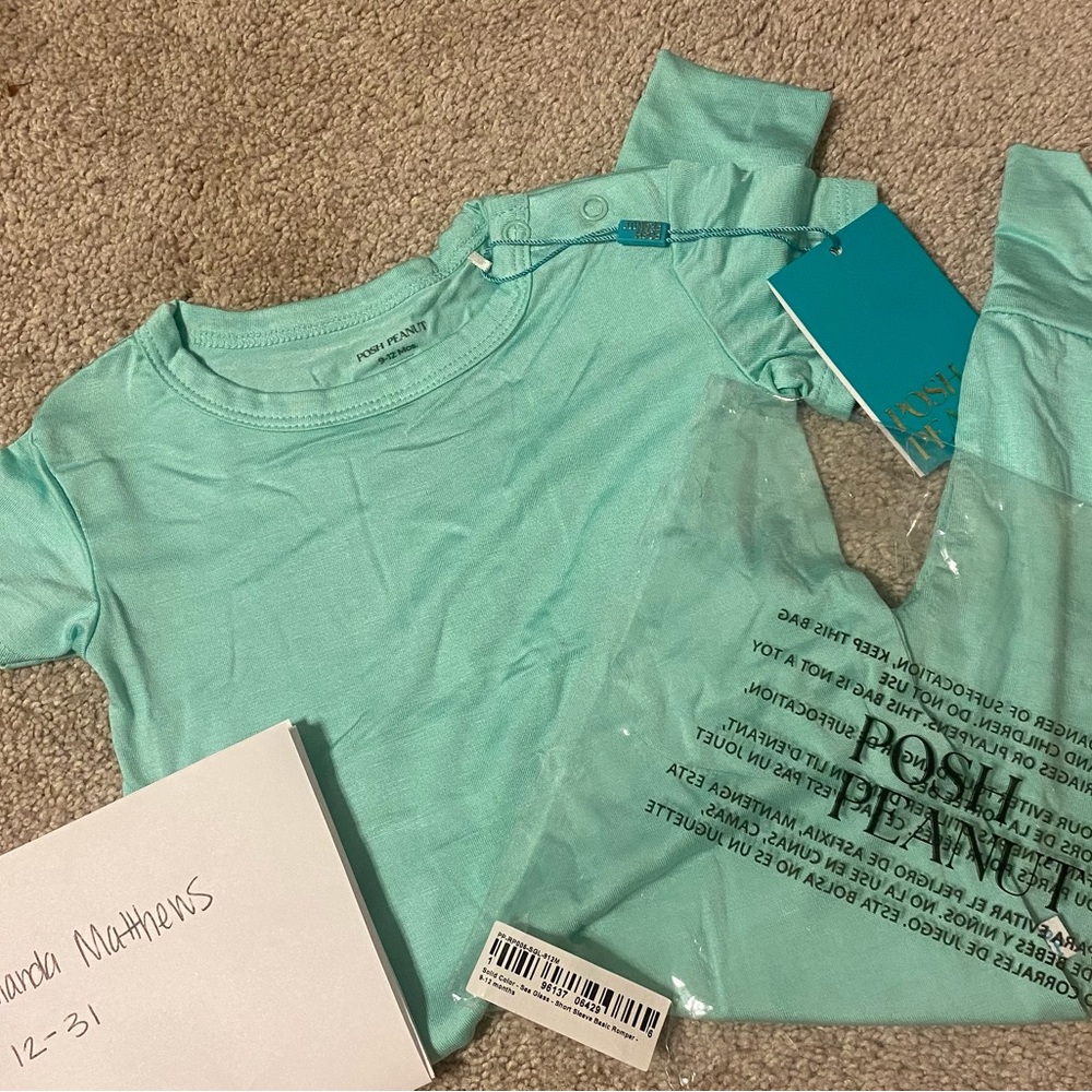 Brand New Sea Glass posh peanut baby romper